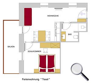 Grundriss - Ferienwohnung Texel - Tumlhof